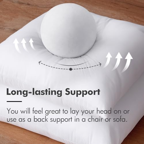 MIULEE 16x16 Inch Throw Pillow Insert for Couch Sofa Bed | Premium Virgin Filling, Soft Brushed Fabric, Decorative Pillow, Lumbar Back and Neck Support - size: 16x16 Inch
