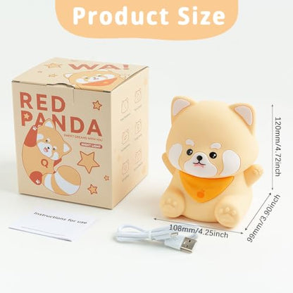 Rytinazzz Silicone Night Light for Kids, 50H Long Battery Red Panda Lamp, Cozy Gift Light for Kids, Soft Dimmable Bedside Light, Rechargeable Tap Control - color: Red Panda
