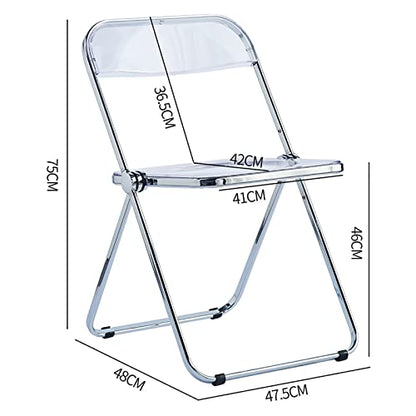 Stackable Transparent Dining Chair - Metal Frame, Plastic Accent Chair for Kitchen, Living Room, Bedroom - Space Saving, Stylish Design，Clear 47x48x76cm(19x19x30inc - color: Clear
