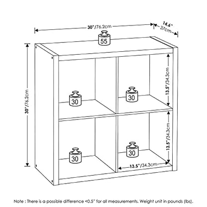 4-Cube Bookshelf, Cubicle Shelf Bookcase with Open Back, Position Reversible Book Shelf, 15 x 30 x 30, for Home Office, Living Room, White - color: White, size: 4 Cube