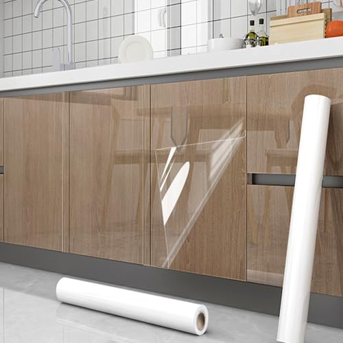 Clear Contact Paper Oil Proof Waterproof Wallpaper for Kitchen Backsplash | Self Adhesive Vinyl Film High Temperature Resistant Transparent Removable Paper for Cupboard Door Wall Kitchen 17.7In*118In - size: 17.7"W x 118"L