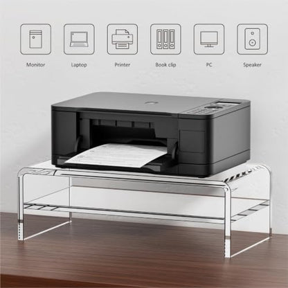 Egchi Acrylic Monitor Stand Riser, 2 Tier Clear Computer Monitor Stand for Home Office Business, PC Desk Stand Monitor Riser for Keyboard Storage, Laptop, Printer and TV Screen -12x7.2x5.12 inches | Desk Stand Monitor Riser, for Home Office Business, Keyb