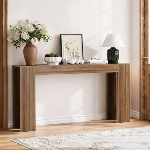 Spaco 63'' Narrow Long Console Table,Farmhouse Entryway Table Sofa Table with Storage,Wood Behind Couch Table for Living Room, Hallway,Foyer - color: Walnut (63'')
