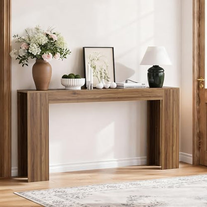Spaco 63'' Narrow Long Console Table,Farmhouse Entryway Table Sofa Table with Storage,Wood Behind Couch Table for Living Room, Hallway,Foyer - color: Walnut (63'')