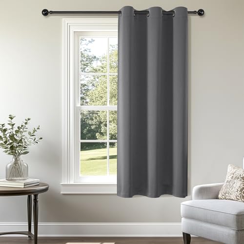 ChrisDowa Small Window Curtains 40 Inches Long for Bedroom Door Curtain | 29W x 40L, Grey Room Darkening Drapes, Doorway Curtain for Living Room/Kitchen/Closet, Grommet Thermal Insulated, 1 Panel - color: Grey, size: 29"W x 40"L (Pack of 1)