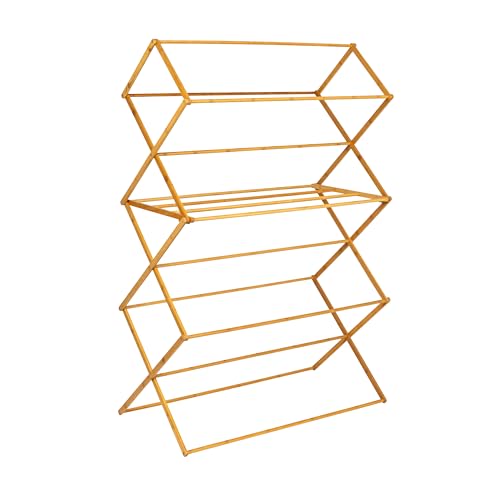 Household Essentials Bamboo Oversized Clothes Drying Folding Rack, Upscale Laundry Rack with 11 Dowels, Environmentally Friendly, Stable Frame, Shelf for Drying Flat, Natural - color: Natural