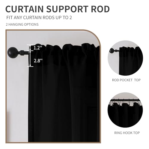 CUCRAF Black Sheer Curtains 72 Inches Long 2 Panels Set, Semi Sheer Rod Pocket Window Treatment Voile Drapes for Living Room Bedroom(37''W x 72''L, Black) - color: Black, size: 37"W x 72"L (Pack of 2)
