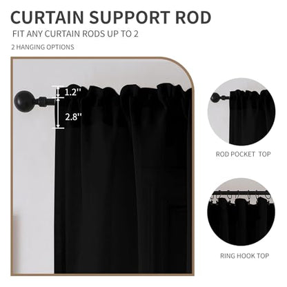 CUCRAF Black Sheer Curtains 72 Inches Long 2 Panels Set, Semi Sheer Rod Pocket Window Treatment Voile Drapes for Living Room Bedroom(37''W x 72''L, Black) - color: Black, size: 37"W x 72"L (Pack of 2)
