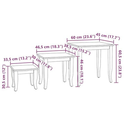 3 pcs Wooden Nesting Side Tables, Space Saving Design Stacking Side Table for Living Room Bedroom, Brown,-226 - color: Brown