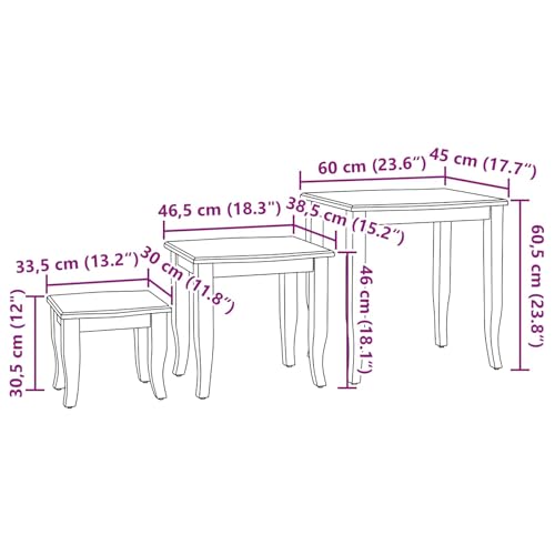 3 pcs Wooden Nesting Side Tables, Space Saving Design Stacking Side Table for Living Room Bedroom, Brown,-226 - color: Brown