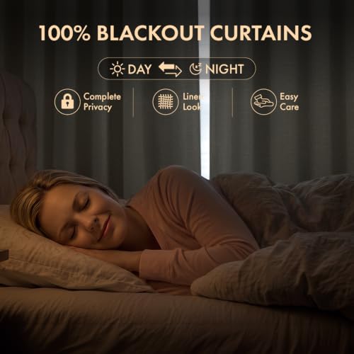 MIULEE Linen Textured 100% Blackout Curtains 63" Inch Long White Backing | Total Black Out, Thermal Insulated, Heat and Light Blocking, Back Tab&Rod Pocket, Heavy Duty, Thick, Linen Look, Birch - color: Birch, size: 40"W x 63"L (Pack of 2)