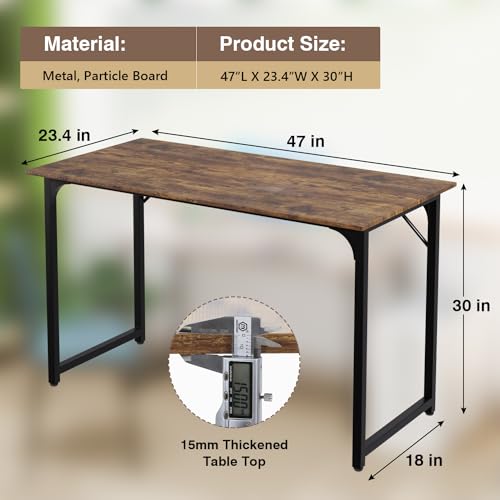 FDW 47 inches Computer Desk/Home Office Desk/Writing Study Table/Modern Simple Style PC Desk with Metal Frame,Brown - color: Brown, size: 47 Inches