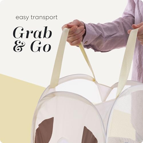 Pop Up Laundry Hamper, Cute Puppy 71L Collapsible Mesh Basket with Handles | Collapsible Mesh Pop Up Hamper, Wide Opening, Side Pocket, Breathable, Sturdy, Foldable, Space-Saving for Clothes Storage - color: Puppy