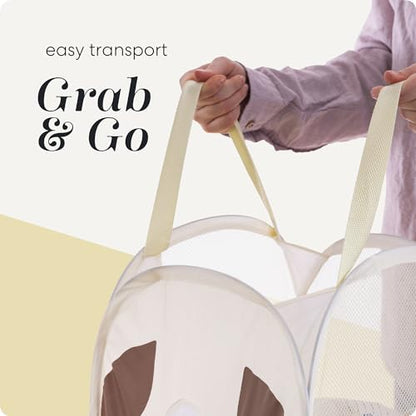 Pop Up Laundry Hamper, Cute Puppy 71L Collapsible Mesh Basket with Handles | Collapsible Mesh Pop Up Hamper, Wide Opening, Side Pocket, Breathable, Sturdy, Foldable, Space-Saving for Clothes Storage - color: Puppy