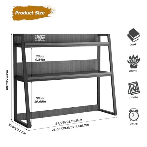 FPIGSHS Ladder Bookcase for Computer Desktop, 2-Tier Multipurpose Countertop Hutch Bookshelf, Multi-Function Storage Display Shelf Organizer Rack for Home Dorm Office Supplies (95CM)