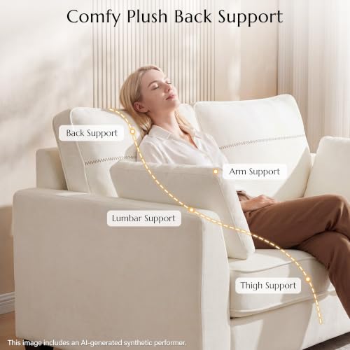 65.4" Loveseat Sofa, Chenille Love Seat with 2 Pillows, Beige | Easy Assembly, Pocket Spring Cushions, Comfy Modern Small Couch for Living Room, Bedroom, Apartment, Office - color: Beige, size: 65.4" Loveseat Sofa