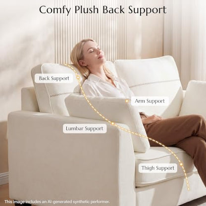 65.4" Loveseat Sofa, Chenille Love Seat with 2 Pillows, Beige | Easy Assembly, Pocket Spring Cushions, Comfy Modern Small Couch for Living Room, Bedroom, Apartment, Office - color: Beige, size: 65.4" Loveseat Sofa