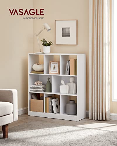 VASAGLE Bookcase Freestanding Storage Unit, 11 x 35.4 x 39.4 Inches | Bookshelf used horizontally, vertically, upside down, Cloud White, CUSTOS Collection, ULBC55WT - color: Cloud White, size: 8 Cubes (11"D x 39.4"H), style: 1 Pack