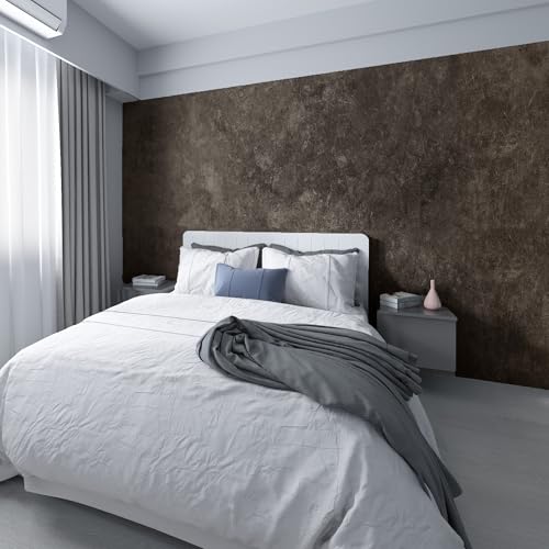 3yecao 16"×591" Big Roll Large Size Thick Dark Brown Tan Grey Concrete Wallpaper Peel Stick Glossy Charcoal Gray Concrete Contact Paper Vinyl Adhesive Taupe Cement Sticker for Bedroom Basement Walls - color: Dark Brown Grey, size: 16" x 591"