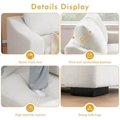 Oversized Sofa Bed, Upholstered Chaise Lounge Comfy Sleeper Sofa with Soild Wood Frame, Deep Seat Sofa Couch for Living Room Bedroom Apartment, Linen, White - color: White, size: 85 Inch - Sofa Bed
