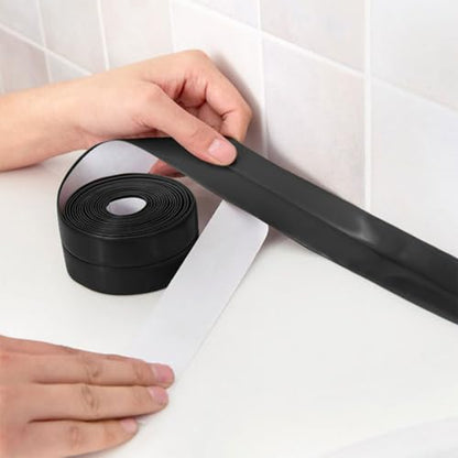 Black Waterproof Sealing Caulk Tape, Bath& Kitchen Remodel Items Self Adhesive Peel & Stick Caulking Strip for Tub Toilet Sinks Floor Tile Wallpaper Backsplash Trim, DIY Friendly Bathroom Accessories - style: Black-1.5IN-10.5FT