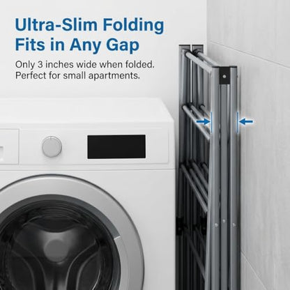 Drying Racks 3 Tier Expandable Clothes Airer Collapsible Clothes Drying Rack, Space-Saving Laundry, Hanging Clothes Indoors & Outdoors, Lightweight, Compact, Folds Away for Convenient Storage