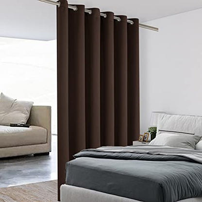 BONZER Room Divider Curtain Total Privacy Wall Screen Partitions | Grommet Wide Noise Reducing Blackout Curtains for Living Room, Bedroom, 84L x 70W Inch (7L x 5.8W ft), 1 Panel, Chocolate - color: Chocolate, size: 70"W x 84"L (Pack of 1)