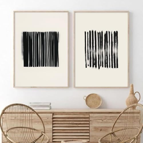 Abstract Neutral Canvas Wall Art Minimalist Modern Art Prints Beige and Black Abstract Painting Minimalist Line Canvas Wall Art Beige Modern Painting Black Neutral Boho Line Poster 16x24inx2 No Frame - color: H-No Frame, size: 16L" x 24W"