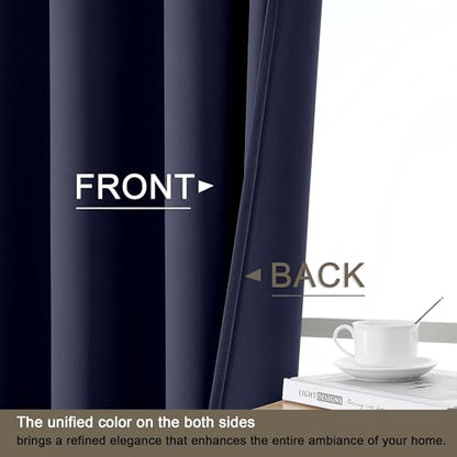 100% Blackout Curtains for Bedroom - Solid Thermal Insulated Thick Fabric Light Blocking Curtains, Grommet Soundproof Navy Blue Window Drapes, 2 Panels, 2x52Wx84L Inches - color: Indigo, size: 52"W x 84"L (Pack of 2)