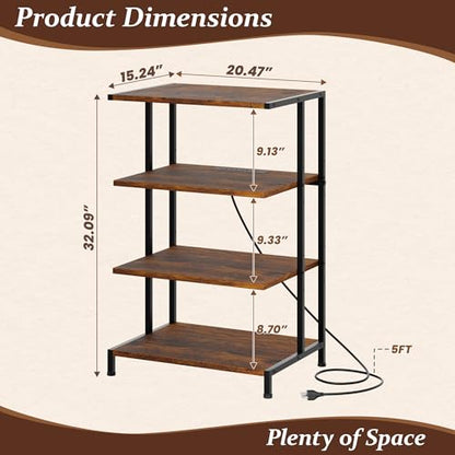 X-cosrack AV Media Stand with Power Strips,4-Tier Stereo Cabinet Audio Rack,Game Console Shelf with Adjustable Shelves,Small Entertainment Center with Larger Tabletop for PS5 Xbox TV Box DVD Players - style: Large and Outlet