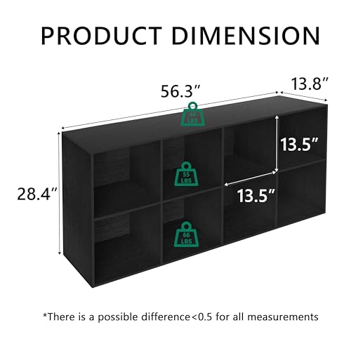 8 Cube Storage Organizer with Closed Back Panel, 13.5-inch Wooden Cubby Shelves Heavy Duty - Bookshelf for Living Room, Bedroom, Office & Closet Storage (Black, 8-Cube) - color: Black, size: 8 Cube-13in