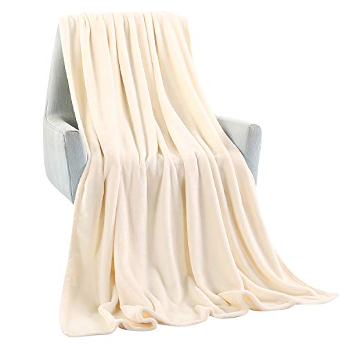 TASTHROW Large Flannel Fleece Throw Blanket, 50×70 Inch | Cozy Lightweight Thick Blanket - All Seasons Suitable for Women, Men and Kids (Two Pack, Creamwhite) - color: Creamwhite, size: Two Pack 50"x70"