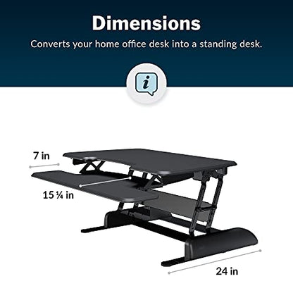 Vari - VariDesk Essential 36 - Two-Tier Standing Desk Converter for Monitor & Accessories - Height Adjustable Sit Stand Desk - Fully Assembled Monitor Riser for Home Office - 36" Wide, Black - size: Essential 36