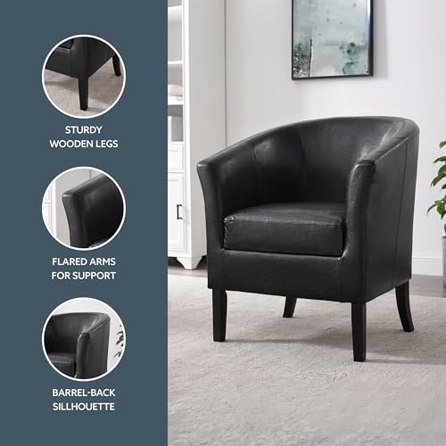 Linon Home Dcor Linon Home Decor Simon Club Chair, 33" x 28.25" x 25.5", Black