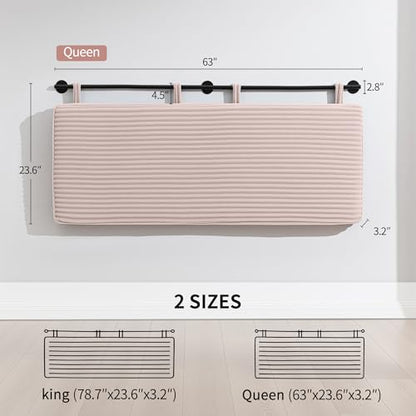 Queen Headboard Only, Wall Mounted Hanging Upholstered Bed Head Board | Modern Vertical Channel Design of Fine Flannel, Elegant Pink Fluted Headboard for Bedroom (Pink, Queen Size) - color: Flannel/Pink, size: Queen