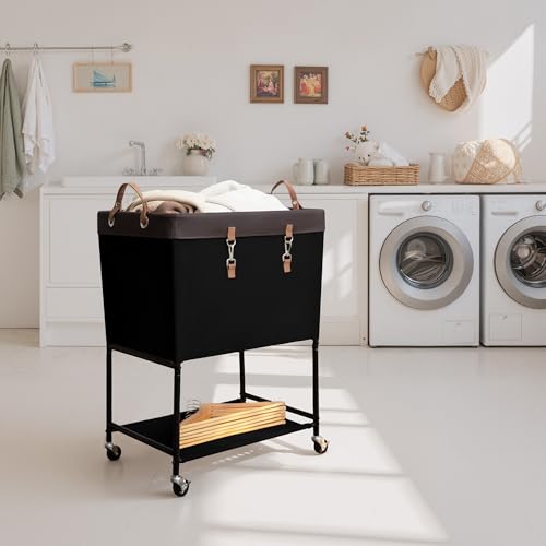 StorageWorks Laundry Cart, 2 Tier Rolling Basket with Wheels, 29 Gal, Black | Black Rolling Wire Basket, Heavy Duty Organizer for Laundry, Bedroom, Bathroom - color: Black, size: 29Gal (110L)
