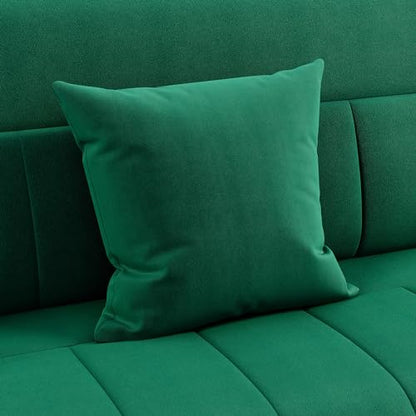 Yaheetech 56.5" Smal Sofa 2 Seater Couch with Gold-Tone Legs, Green | Small Sofa Loveseat Velve 2 Seater Couch with Tufted Back Gold Metal Frame 2 Pillows for Office, Studio,Living Room - color: Green, size: 56.5" W