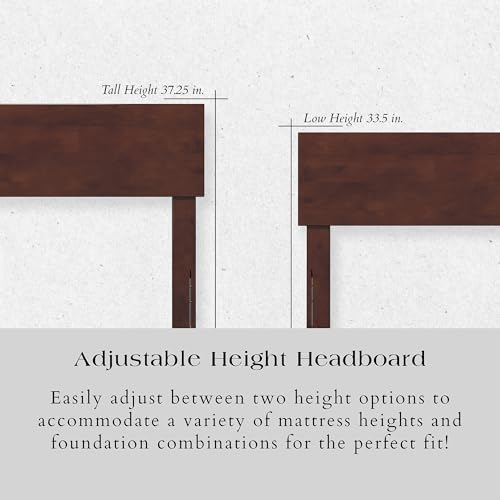AFI, Orlando Twin Adjustable Modern Solid Wood Panel Headboard, Walnut - color: Walnut, size: Twin