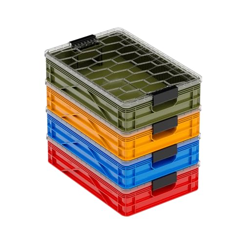 Quarter Crate 4-Pack Stackable Storage Bins, Utility | Polypropylene, 14 dividers included, 19.16x12.75x4.57 in, over 1000 lb stack, lids sold separately - color: Utility