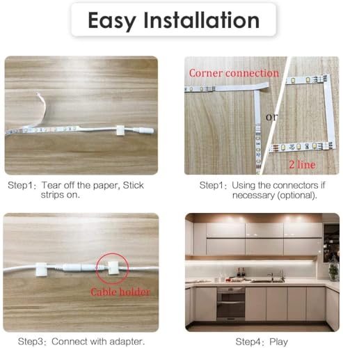 WOBANE Under Cabinet Lights Kit, 20inch 6PCS LED Strip Bars with RF Remote | 4000K Natural White,24W Adapter,1500LM,Hidden Super Bright Daylight for Kitchen Cabinet,Under Desk,Counter Lighting - color: Natural White, size: 6*20inch