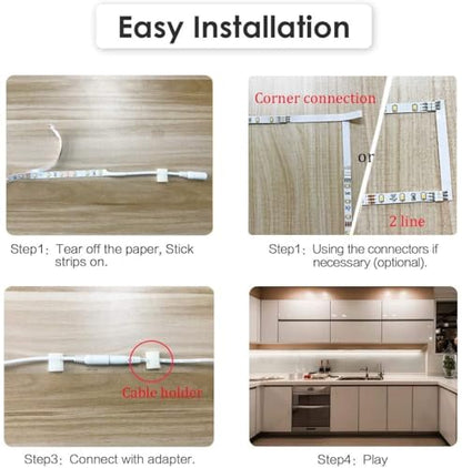 WOBANE Under Cabinet Lights Kit, 20inch 6PCS LED Strip Bars with RF Remote | 4000K Natural White,24W Adapter,1500LM,Hidden Super Bright Daylight for Kitchen Cabinet,Under Desk,Counter Lighting - color: Natural White, size: 6*20inch