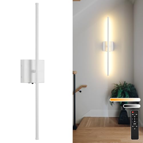 Rechargeable Battery Operated Wall Sconces, 11000mAh Wireless White Wall Lights with Remote Control, 350°Rotate Dimmable Wall Lamp, 3 Color Temperatures, for Bedroom Living Room Hallway, 1 PCS - color: White, size: 1 Pack