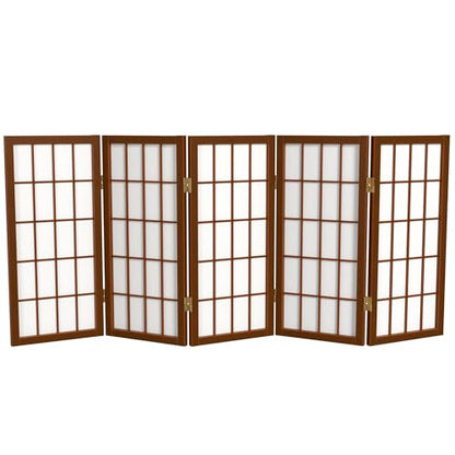 2 ft. Short Desktop Window Pane Shoji Screen - Walnut - 5 Panels - color: Walnut, size: 5 Panel