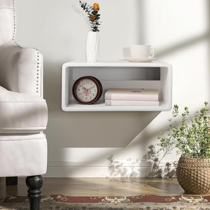 Floating Nightstand Wooden, Bedside Table, Nightstand Shelf, Handmade, Wall Mounted Bedside Shelf, Minimalist and Unique Style White 18”x 10”x 7.5” - color: B&white