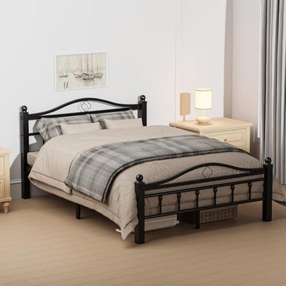 Metal Full Size Bed Frames with Headboard | 1500LBS Heavy Duty, Noise Free Design, 12 Inch Under-Bed Storage Space, No Box Spring Needed, Tool-Free Assembly - size: Full