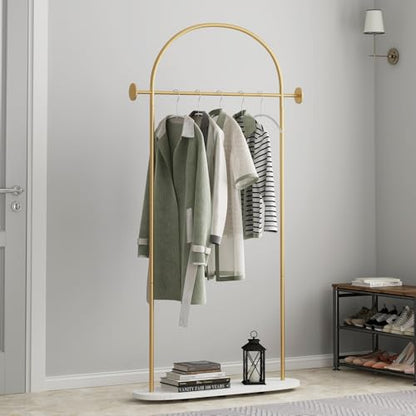 TIEOU Metal Gold Coat Rack, Freestanding Entryway Stand, Hat Coat Hanger, Small Clothing Rack, Modern - color: U-Gold Rack