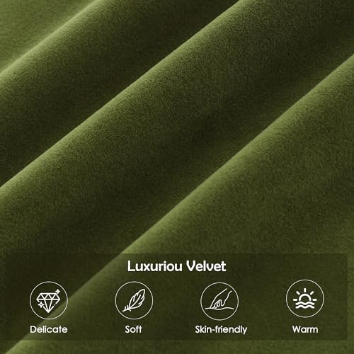 43.3” Dining Room Bench, Olive Green Tufted Upholstered End of Bed Bench, Modern Entryway Ottoman Window Seat with Solid Wood Legs and Padded Seat for Bedroom, Hallway and Living Room (Velvet) - color: Olive Green Velvet, size: 43.3"