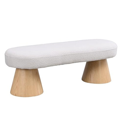 49" Upholstered Dining Bench Boucle Ottoman, End of Bed Entryway Benches, Modern Dining Bench Shoe Stool for Indoor Bedroom Living Dining Room 300 LBS Weight Capacity (49" Beige) - color: 49" Beige