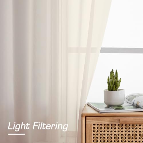 Sheer Cream Curtains 84 Inch Length 2 Panels Set for Living Room Bedroom, Rod Pocket Voile Sheer Panel Drapes, Cream, 2pcs, Each 42" W x 48" L - color: Cream, size: 42"W x 48"L (Pack of 2)
