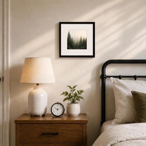 HEART ART 10x10 Black Picture Frame 6x6 with Mat Set of 9 | Gallery Wall Frame Set, Collage, Square Picture Frames - color: Black, size: 10x10 for 6x6